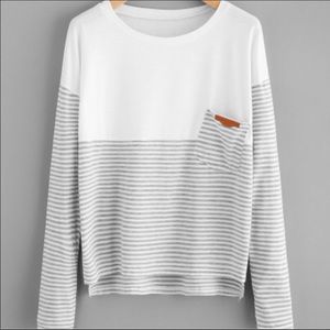 NWOT - Asymmetric Pocket Striped Long Sleeve